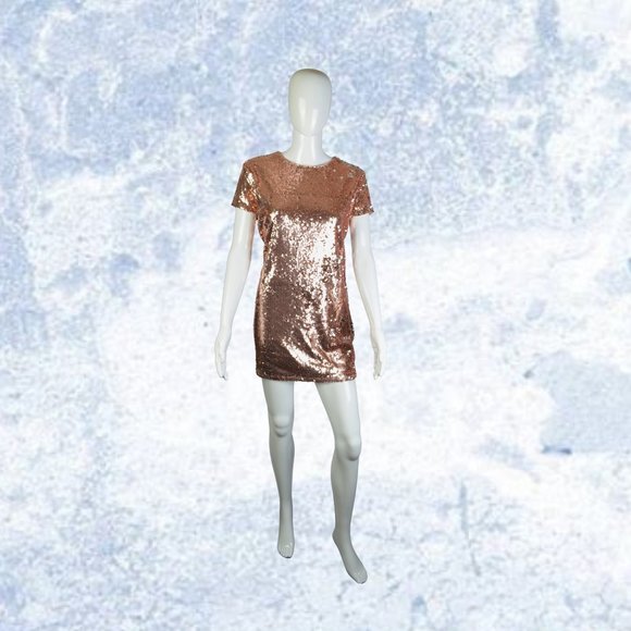 Forever 21 Copper Rose Sequin Mini Dress Size L - Picture 16 of 16